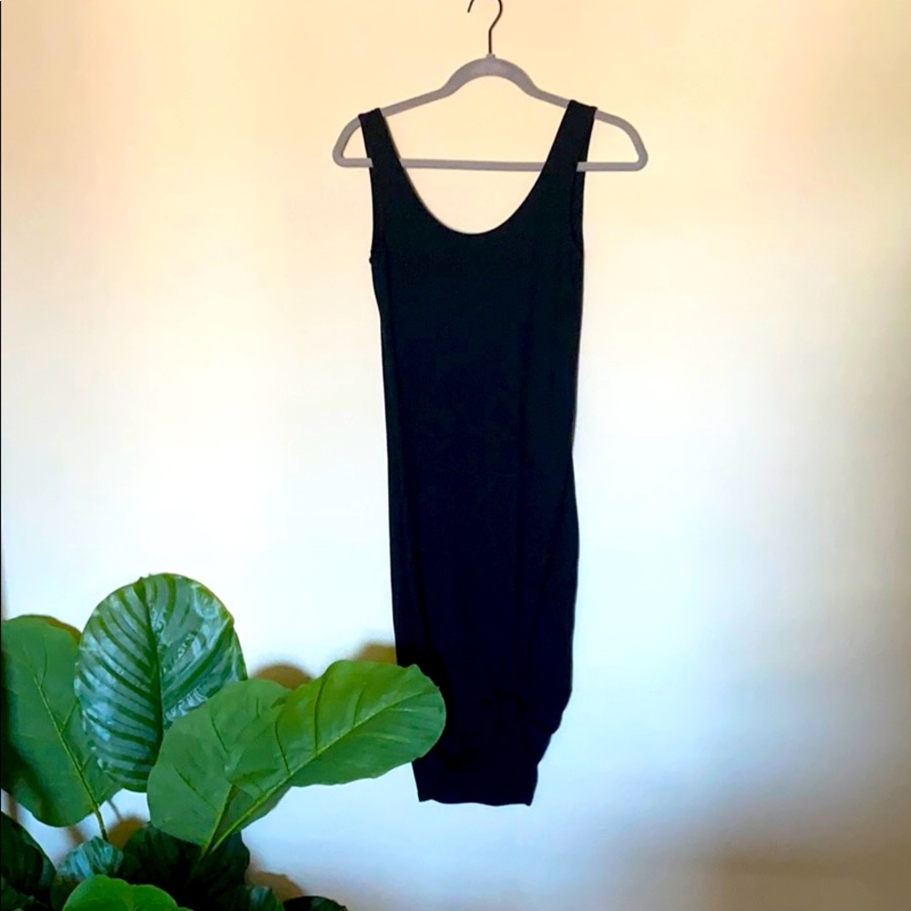 Black Bodycon Ribbed Midi Dress